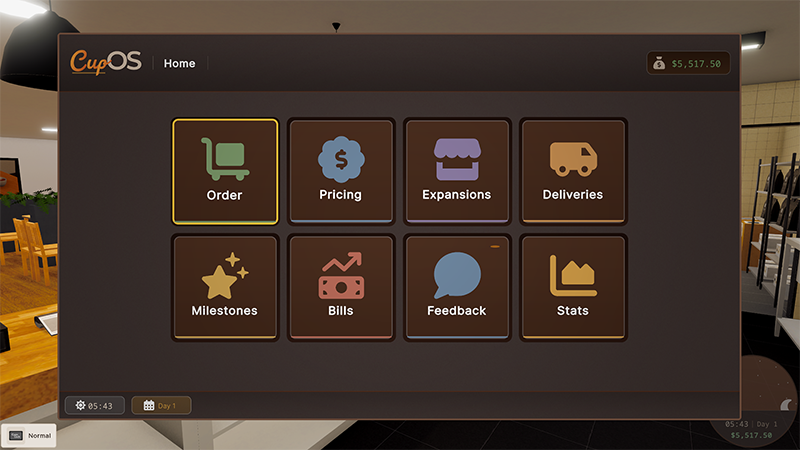 Cup and Counter — Ordering menu