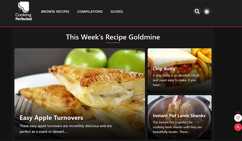 Cooking Perfected website screenshot